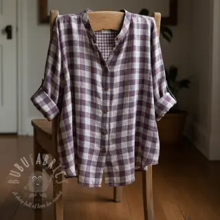 Muślin double gauze Double sided CHECKS MINI grape