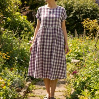 Muślin double gauze Double sided CHECKS MINI grape