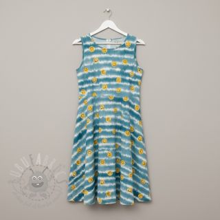 Muślin double gauze Happy faces jeans digital print