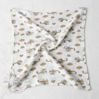 Muślin double gauze Helicopters off white