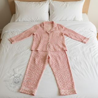 Muślin double gauze JACQUARD Dots pink