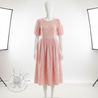 Muślin double gauze JACQUARD Dots pink