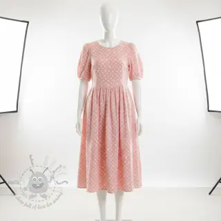 Muślin double gauze JACQUARD Dots pink