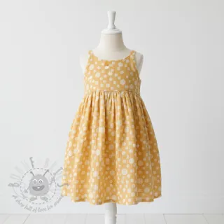 Muślin double gauze JACQUARD Dots dark yellow