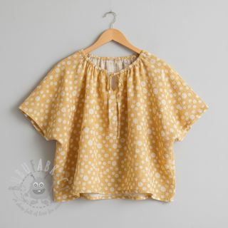 Muślin double gauze JACQUARD Dots dark yellow