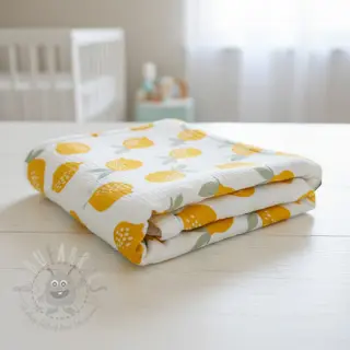 Muślin double gauze Lemons white