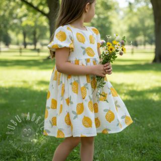 Muślin double gauze Lemons white