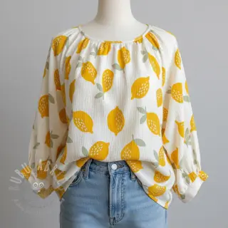 Muślin double gauze Lemons white