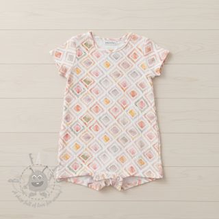 Muślin double gauze Geo watercolour mauve digital print