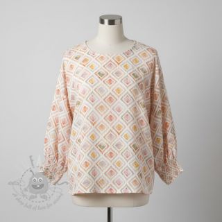 Muślin double gauze Geo watercolour mauve digital print