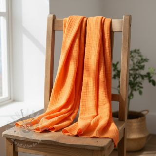 Muślin double gauze NEON ORANGE ORGANIC