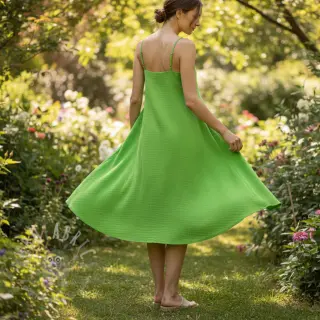Muślin double gauze NEON LIME ORGANIC