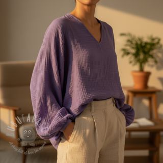 Muślin double gauze lavender ORGANIC