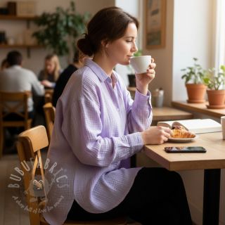 Muślin double gauze bright violet