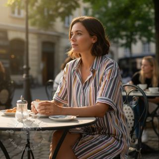 Muślin double gauze yarn dyed Stripe purple