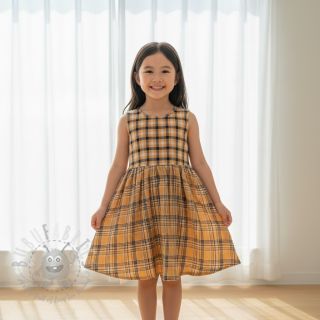 Muślin double gauze Double sided CHECKS multicolour brown