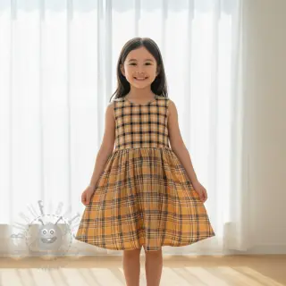 Muślin double gauze Double sided CHECKS multicolour brown