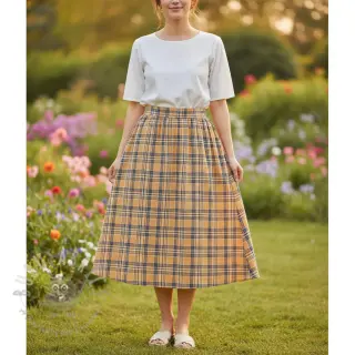 Muślin double gauze Double sided CHECKS multicolour brown
