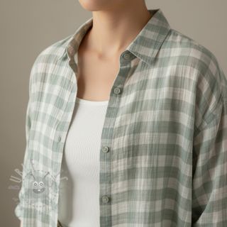 Muślin double gauze Double sided CHECKS MINI nile