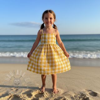 Muślin double gauze Double sided CHECKS MINI ochre