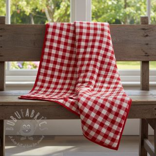 Muślin double gauze Double sided CHECKS MINI red
