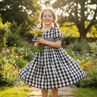 Muślin double gauze Double sided CHECKS MINI black