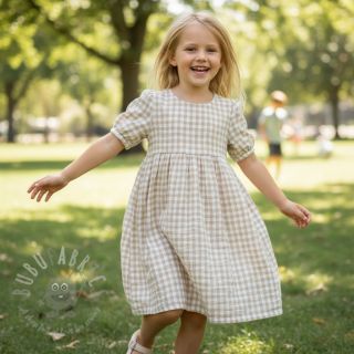 Muślin double gauze Double sided CHECKS MINI beige