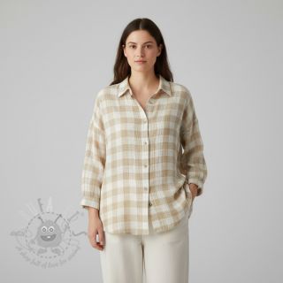 Muślin double gauze Double sided CHECKS MINI beige