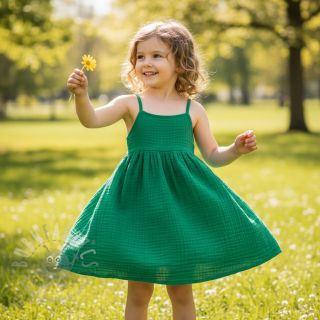 Muślin double gauze hunter green