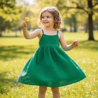 Muślin double gauze hunter green