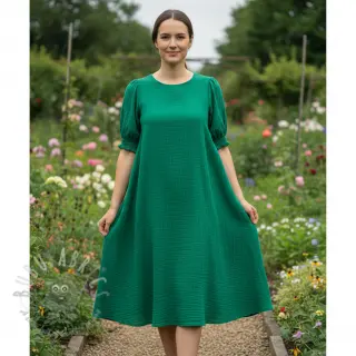 Muślin double gauze hunter green