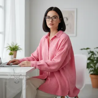 Muślin double gauze pink ORGANIC