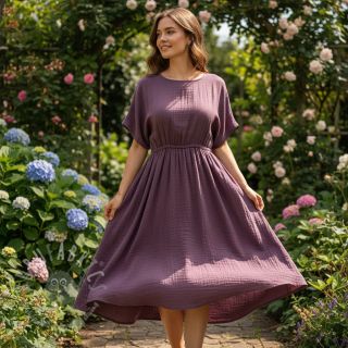 Muślin double gauze aubergine