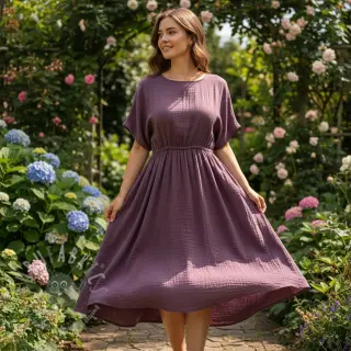 Muślin double gauze aubergine