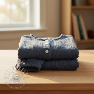 Muślin double gauze jeans blue ORGANIC