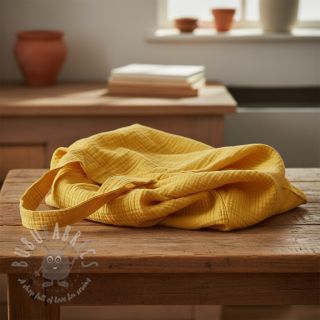 Muślin double gauze soft yellow ORGANIC
