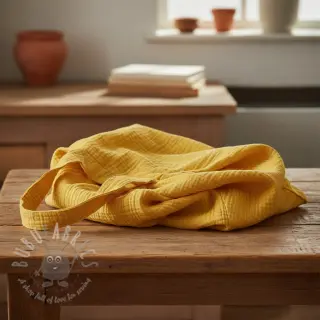 Muślin double gauze soft yellow ORGANIC
