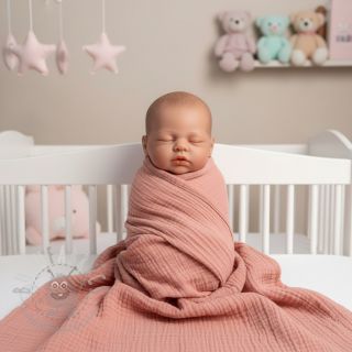 Muślin double gauze soft rose ORGANIC