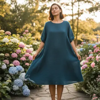 Muślin double gauze indigo
