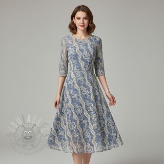 Bawełniana tkanina JEANS EMBROIDERY Flora design B