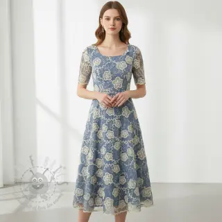 Bawełniana tkanina JEANS EMBROIDERY Flora design D
