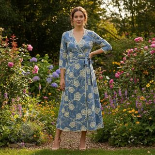 Bawełniana tkanina JEANS EMBROIDERY Flora design D