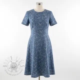 JEANS DENIM JACQUARD Flowers indigo
