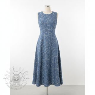 JEANS DENIM JACQUARD Flowers indigo