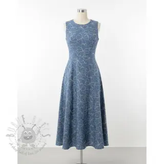 JEANS DENIM JACQUARD Flowers indigo