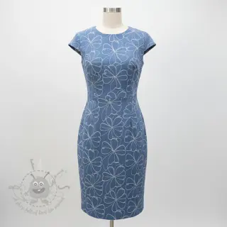 JEANS DENIM JACQUARD Flowers indigo