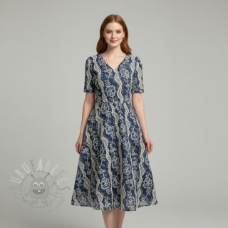 Bawełniana tkanina JEANS EMBROIDERY Flora design A