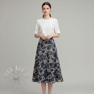 Bawełniana tkanina JEANS EMBROIDERY Square dark blue