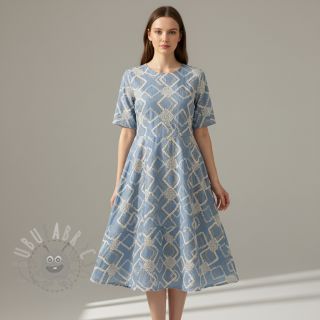 Bawełniana tkanina JEANS EMBROIDERY Square light blue