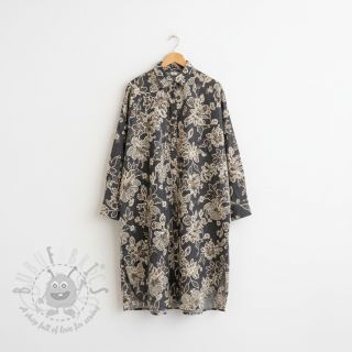 Bawełniana tkanina JEANS EMBROIDERY Bouquet black